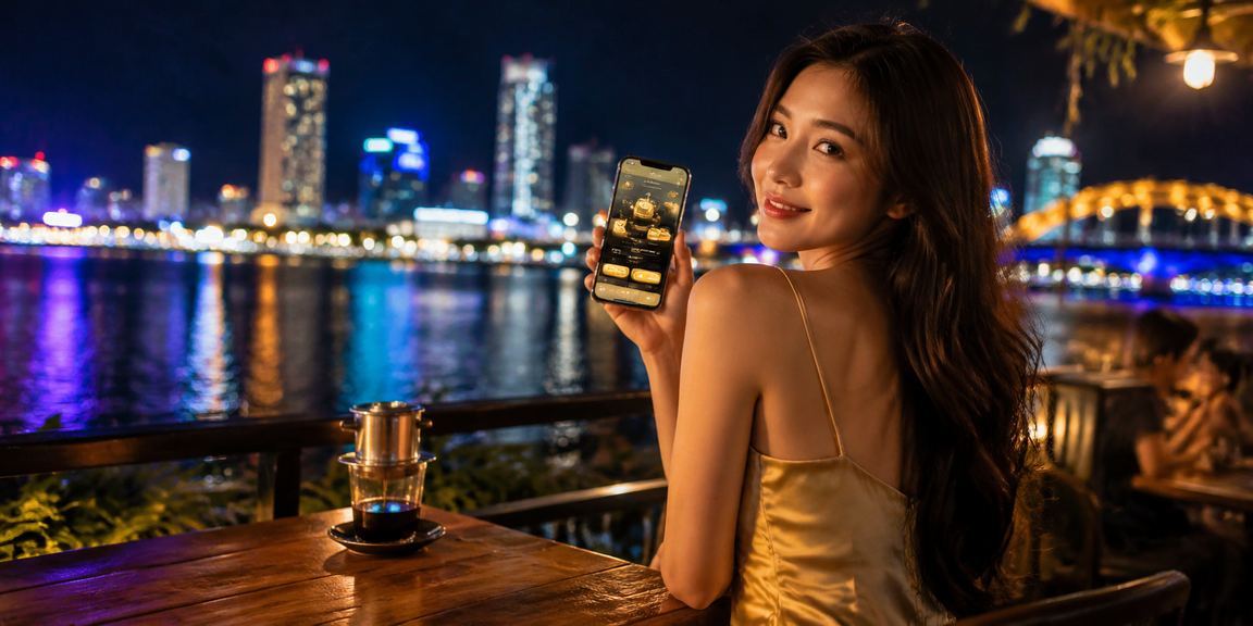 Người dùng Đà Nẵng đăng ký tài khoản và đọc nhận định thể thao tại quán cà phê