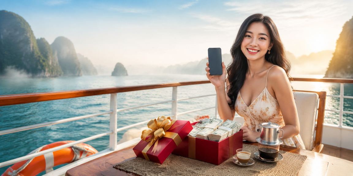 Người dùng xem tỷ lệ kèo cược trên điện thoại tại Hạ Long Bay